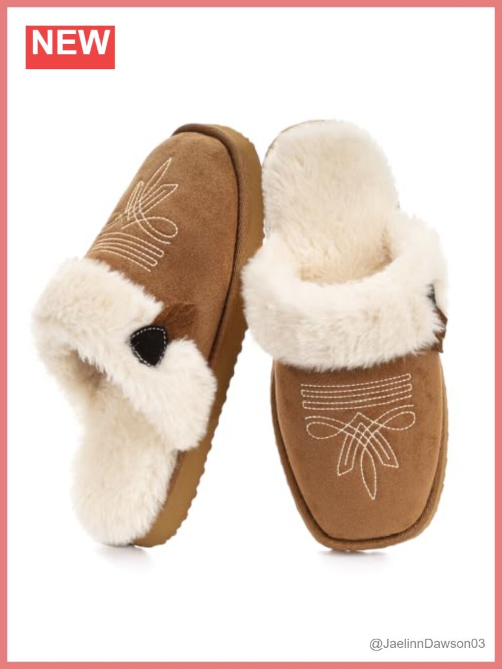 Western Square Toe Fuzzy Memory Foam Slippers Non-Slip Indoor Outdoor